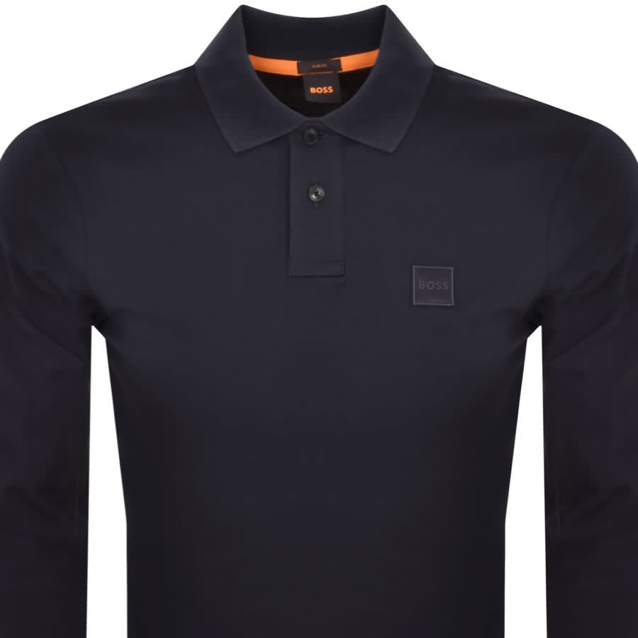 Hugo boss navy long sleeve polo top